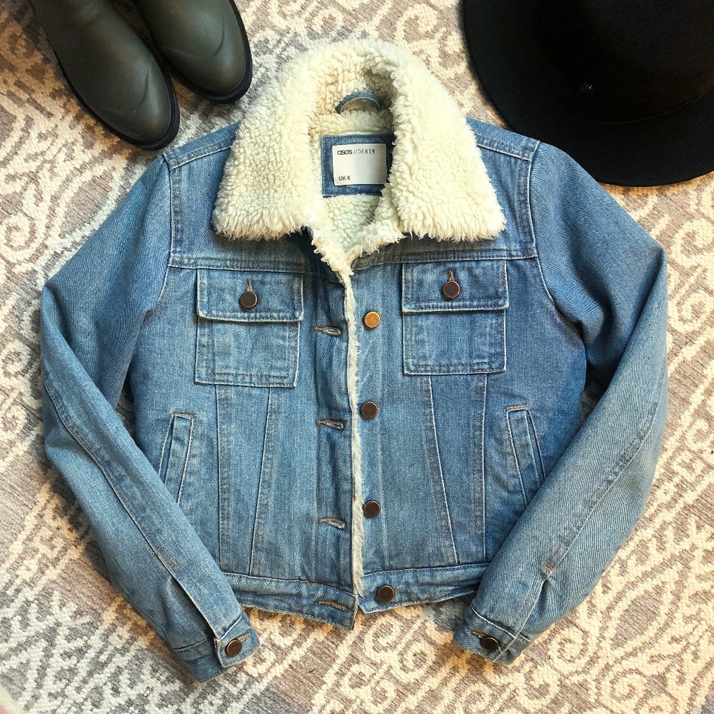 ASOS Sherpa Denim Jacket Size 2